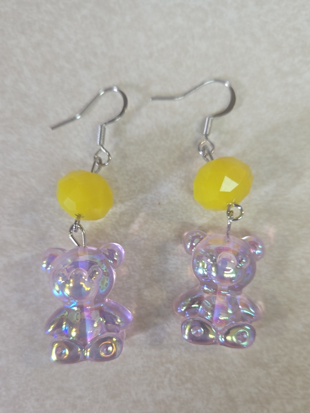 Handmade Iredescent Gummy Bear Earrings